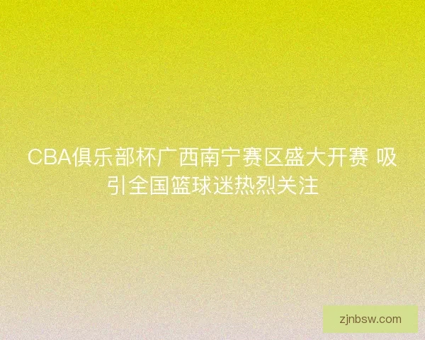 CBA俱乐部杯广西南宁赛区盛大开赛 吸引全国篮球迷热烈关注